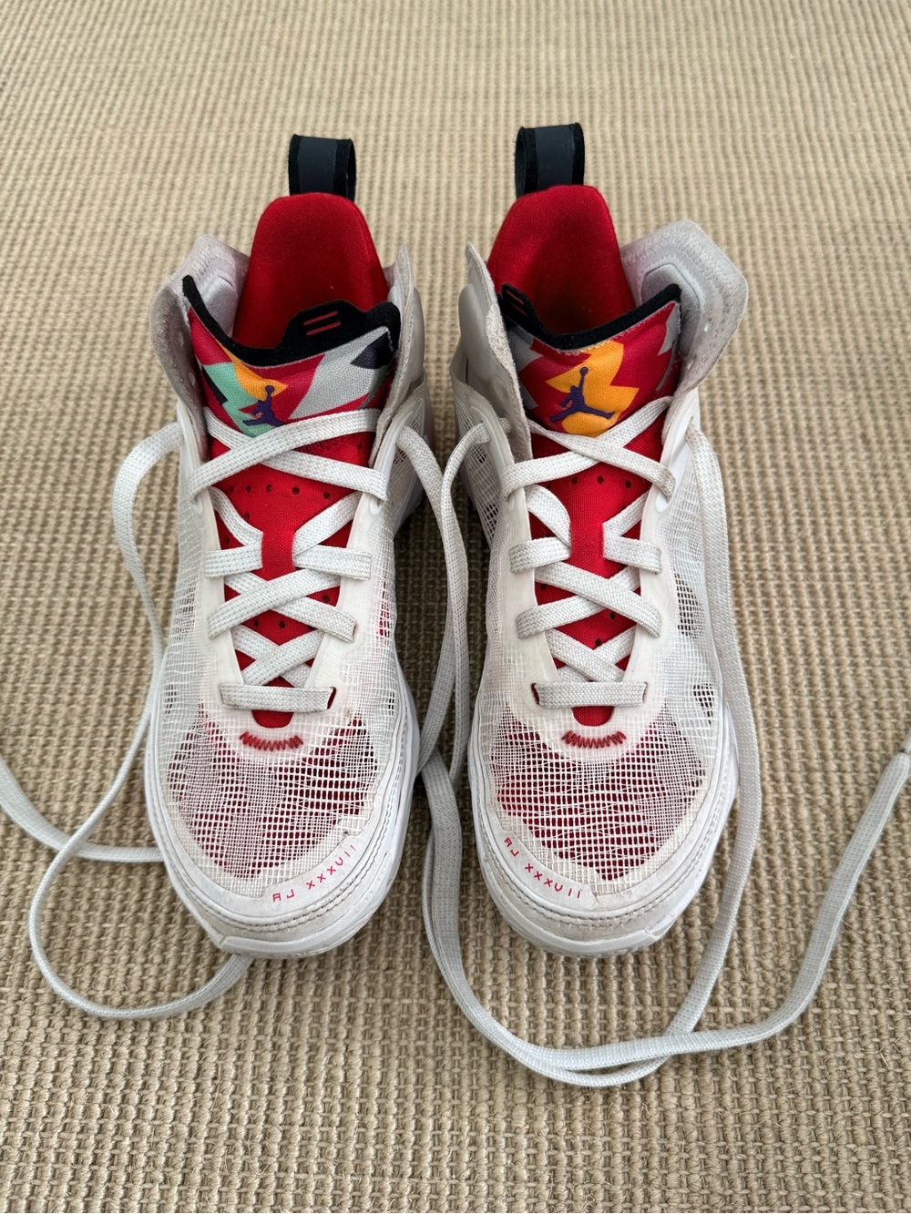 Nike Air Jordan XXXVII Kids Basketball Shoes - White & Red